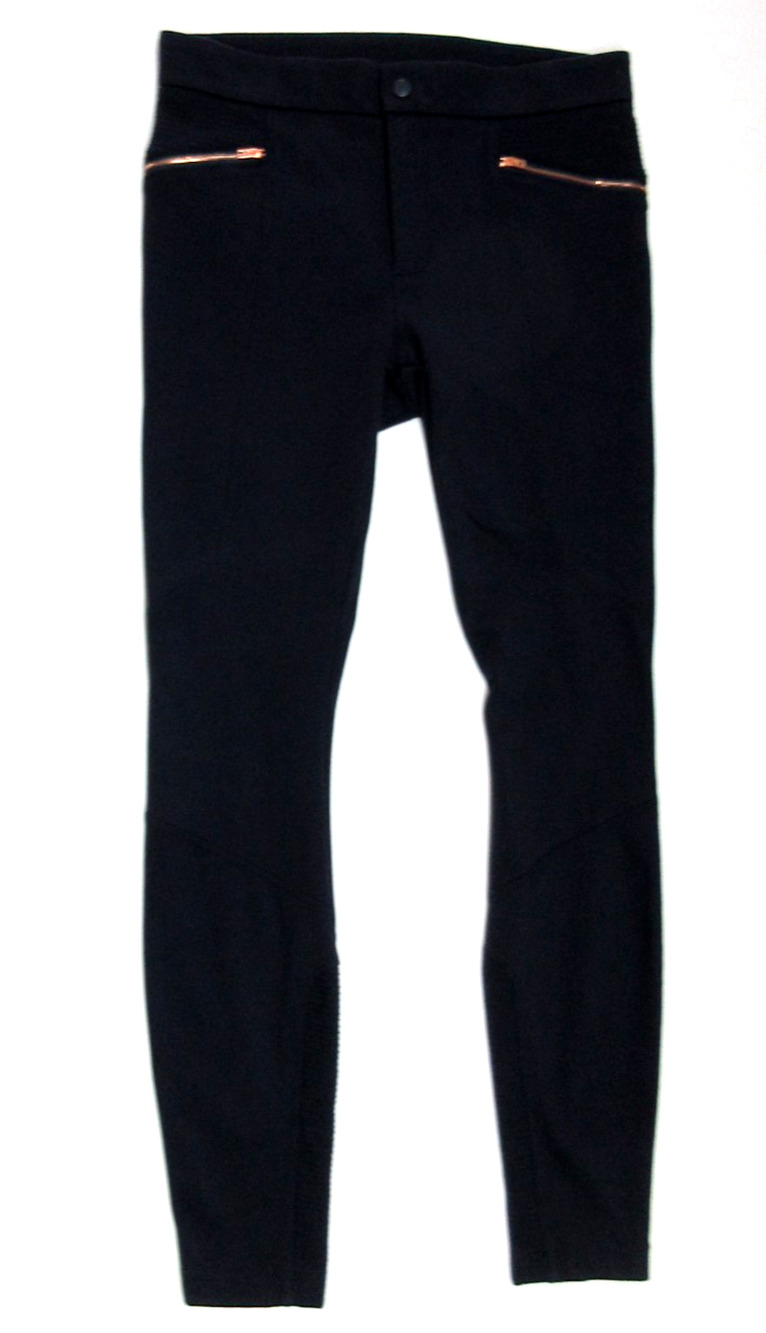 ATHLETA Size 10 Ponte Moto 2.0 Blue Zip-Pocket Stretch Athletic Leggings Pants